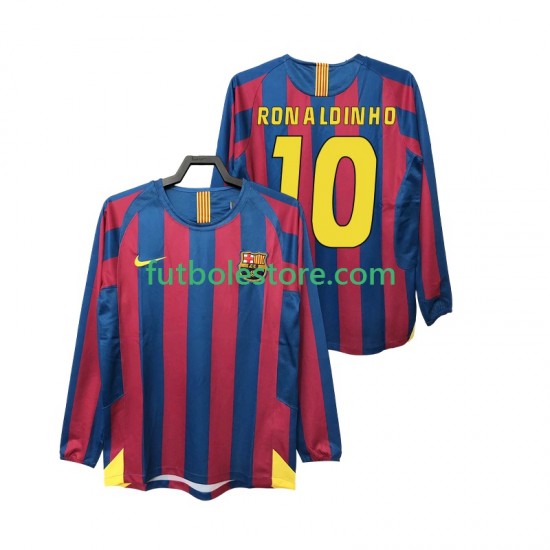 Primera Equipación del FC Barcelona RONALDINHO 10 Retro 2005 2006 ML para Hombre Primera Equipación del FC Barcelona RONALDINHO 10 Retro 2005 2006 ML para Hombre