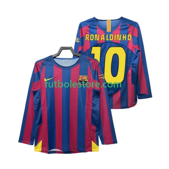 Primera Equipación del FC Barcelona RONALDINHO 10 Retro Champions League 2005 2006 ML para Hombre Primera Equipación del FC Barcelona RONALDINHO 10 Retro Champions League 2005 2006 ML para Hombre