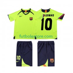 Segunda Equipación del FC Barcelona RONALDINHO 10 Retro 2005 2006 Manga Corta para Niño (Camiseta y pantalón)