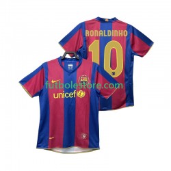 Primera Equipación del FC Barcelona RONALDINHO 10 Retro 2007 2008 Manga Corta para Hombre