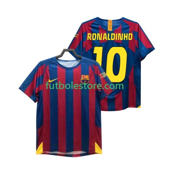 Primera Equipación del FC Barcelona RONALDINHO 10 Retro Champions League 2005 2006 Manga Corta para Hombre Primera Equipación del FC Barcelona RONALDINHO 10 Retro Champions League 2005 2006 Manga Corta para Hombre