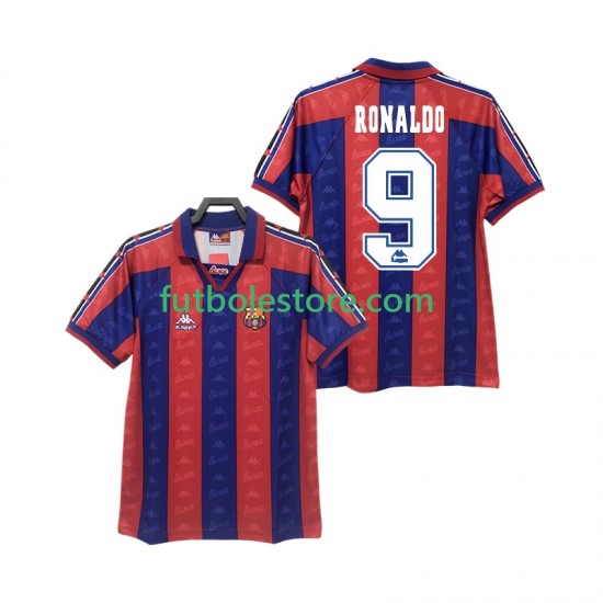 Primera Equipación del FC Barcelona RONALDO 9 Retro 1996 1997 Manga Corta para Hombre Primera Equipación del FC Barcelona RONALDO 9 Retro 1996 1997 Manga Corta para Hombre