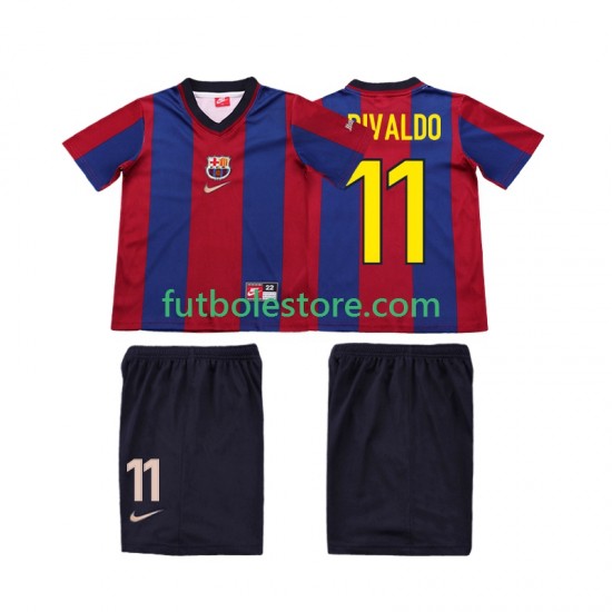 Primera Equipación del FC Barcelona Ronaldo 11 Retro 1998 1999 Manga Corta para Niño (Camiseta y pantalón) Primera Equipación del FC Barcelona Ronaldo 11 Retro 1998 1999 Manga Corta para Niño (Camiseta y pantalón)