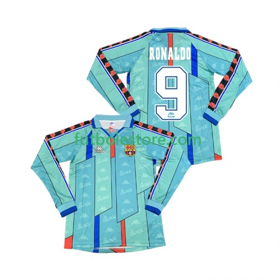 Segunda Equipación del FC Barcelona Ronaldo 9 Retro 1996 1997 ML para Hombre Segunda Equipación del FC Barcelona Ronaldo 9 Retro 1996 1997 ML para Hombre