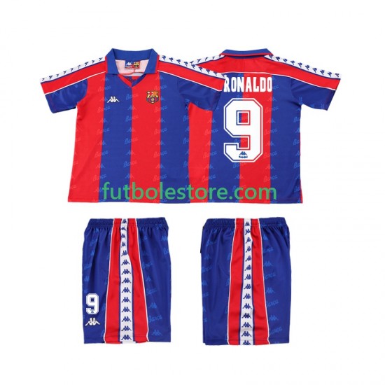 Primera Equipación del FC Barcelona Ronaldo 9 Retro 1992 1995 Manga Corta para Niño (Camiseta y pantalón) Primera Equipación del FC Barcelona Ronaldo 9 Retro 1992 1995 Manga Corta para Niño (Camiseta y pantalón)