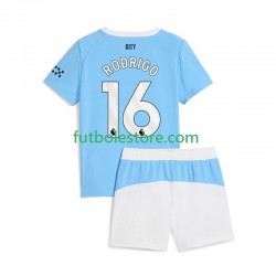 Primera Equipación del Manchester City Rodrigo Hernandez 16 2025-2026 Manga Corta para Niño (Camiseta y pantalón)