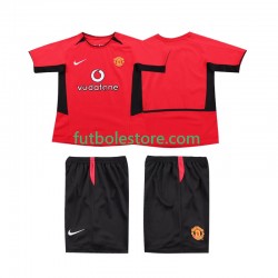 Primera Equipación del Manchester United Retro 2002 2004 Manga Corta para Niño (Camiseta y pantalón)