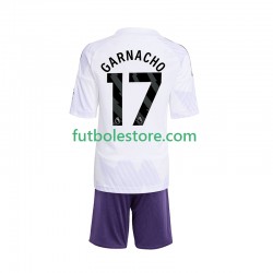 Segunda Equipación del Manchester United Alejandro Garnacho 17 2025-2026 Manga Corta para Niño (Camiseta y pantalón)