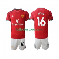Primera Equipación del Manchester United Amad Diallo 16 2025-2026 Manga Corta para Niño (Camiseta y pantalón)