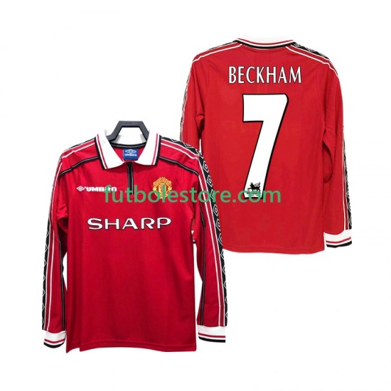Primera Equipación del Manchester United BECKHAM 7 Retro 1998 1999 ML para Hombre Primera Equipación del Manchester United BECKHAM 7 Retro 1998 1999 ML para Hombre