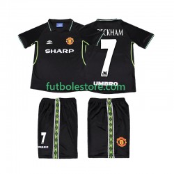 Tercera Equipación del Manchester United Beckham 7 Retro 1998 1999 Manga Corta para Niño (Camiseta y pantalón)