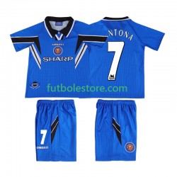 Tercera Equipación del Manchester United CONTONA 7 Retro 1996 1998 Manga Corta para Niño (Camiseta y pantalón)