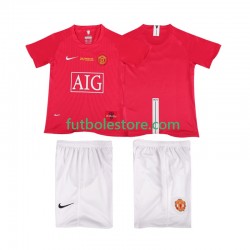 Primera Equipación del Manchester United Retro Champions League 2007 2008 Manga Corta para Niño (Camiseta y pantalón)