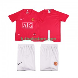 Primera Equipación del Manchester United Retro Premier League 2007 2008 Manga Corta para Niño (Camiseta y pantalón)