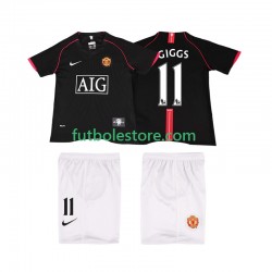Segunda Equipación del Manchester United GIGGS 11 Retro 2007 2008 Manga Corta para Niño (Camiseta y pantalón)