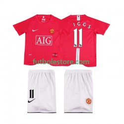 Primera Equipación del Manchester United GIGGS 11 Retro Premier League 2007 2008 Manga Corta para Niño (Camiseta y pantalón)