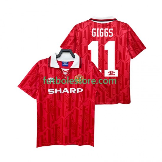 Primera Equipación del Manchester United GIGGS 11 Retro 1992 1994 Manga Corta para Hombre Primera Equipación del Manchester United GIGGS 11 Retro 1992 1994 Manga Corta para Hombre