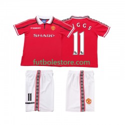 Primera Equipación del Manchester United Giggs 11 Retro 1998 1999 Manga Corta para Niño (Camiseta y pantalón)