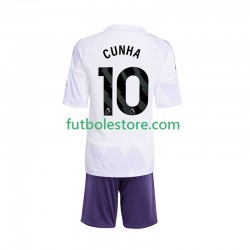 Segunda Equipación del Manchester United Matheus Cunha 10 2025-2026 Manga Corta para Niño (Camiseta y pantalón)