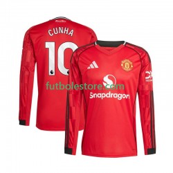 Primera Equipación del Manchester United Matheus Cunha 10 2025-2026 ML para Hombre
