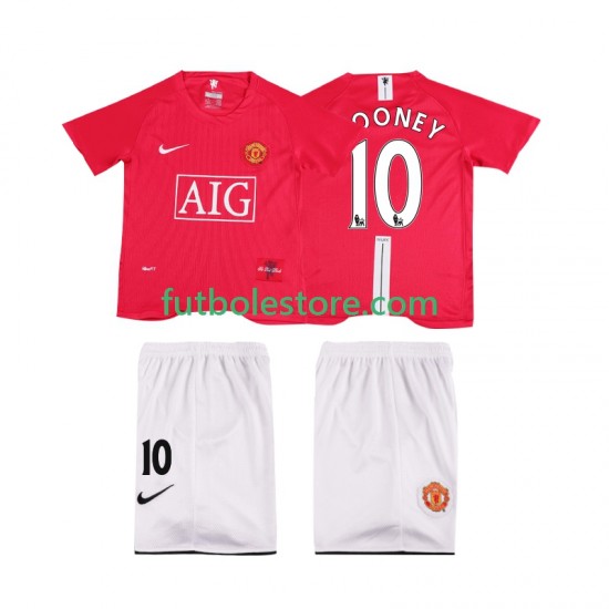 Primera Equipación del Manchester United ROONEY 10 Retro Premier League 2007 2008 Manga Corta para Niño (Camiseta y pantalón) Primera Equipación del Manchester United ROONEY 10 Retro Premier League 2007 2008 Manga Corta para Niño (Camiseta y pantalón)