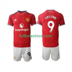 Primera Equipación del Manchester United Rasmus Hojlund 9 2025-2026 Manga Corta para Niño (Camiseta y pantalón)