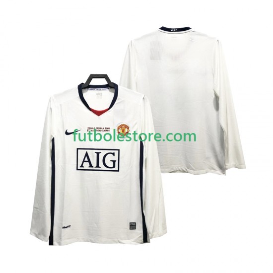 Segunda Equipación del Manchester United Retro Champions League 2008 2009 ML para Hombre Segunda Equipación del Manchester United Retro Champions League 2008 2009 ML para Hombre