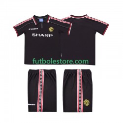 Segunda Equipación del Manchester United Retro 1998 1999 Manga Corta para Niño (Camiseta y pantalón)