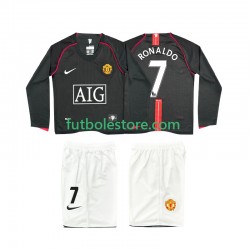 Segunda Equipación del Manchester United Ronaldo 7 Retro 2007 2008 ML para Niño (Camiseta y pantalón)