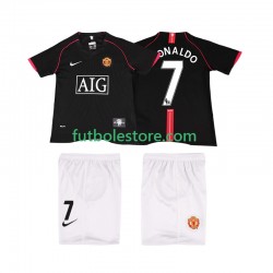Segunda Equipación del Manchester United Ronaldo 7 Retro 2007 2008 Manga Corta para Niño (Camiseta y pantalón)