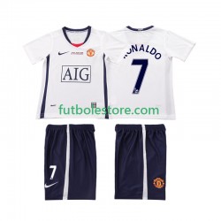 Segunda Equipación del Manchester United Ronaldo 7 Retro Champions League 2008 2009 Manga Corta para Niño (Camiseta y pantalón)