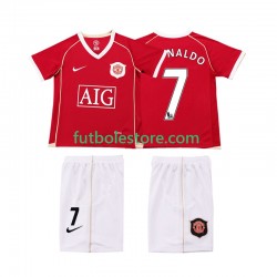 Primera Equipación del Manchester United Ronaldo 7 Retro 2006 2007 Manga Corta para Niño (Camiseta y pantalón)
