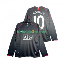Segunda Equipación del Manchester United Rooney 10 Retro 2007 2008 ML para Hombre
