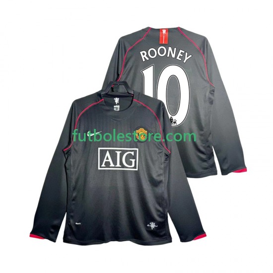 Segunda Equipación del Manchester United Rooney 10 Retro 2007 2008 ML para Hombre Segunda Equipación del Manchester United Rooney 10 Retro 2007 2008 ML para Hombre