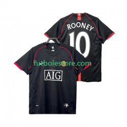 Segunda Equipación del Manchester United Rooney 10 Retro 2007 2008 Manga Corta para Hombre