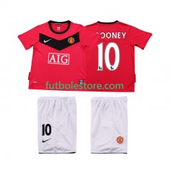 Primera Equipación del Manchester United Rooney 10 Retro 2009 2010 Manga Corta para Niño (Camiseta y pantalón)