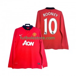 Primera Equipación del Manchester United Rooney 10 Retro 2013 2014 ML para Hombre