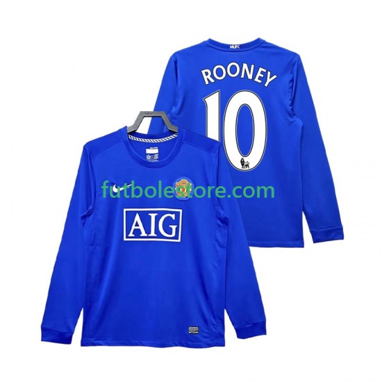 Tercera Equipación del Manchester United Rooney 10 Retro 2008 2009 ML para Hombre Tercera Equipación del Manchester United Rooney 10 Retro 2008 2009 ML para Hombre