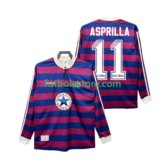 Segunda Equipación del Newcastle United ASPRILLA 11 Retro 1995 1997 ML para Hombre Segunda Equipación del Newcastle United ASPRILLA 11 Retro 1995 1997 ML para Hombre