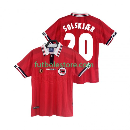 Primera Equipación del Noruega Retro SOLSKJAER 20 1998 Manga Corta para Hombre