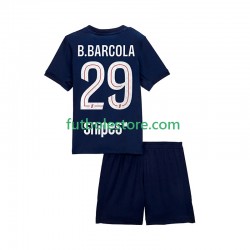 Primera Equipación del Paris Saint-Germain Bradley Barcola 29 2025-2026 Manga Corta para Niño (Camiseta y pantalón)