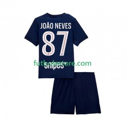Primera Equipación del Paris Saint-Germain Joao Neves 87 2025-2026 Manga Corta para Niño (Camiseta y pantalón)