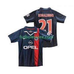 Primera Equipación del Paris Saint-Germain RONALDINHO 21 Retro 2001 2002 Manga Corta para Hombre