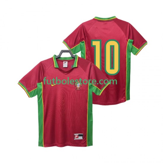 Primera Equipación del Portugal 10 Retro 1998 Manga Corta para Hombre