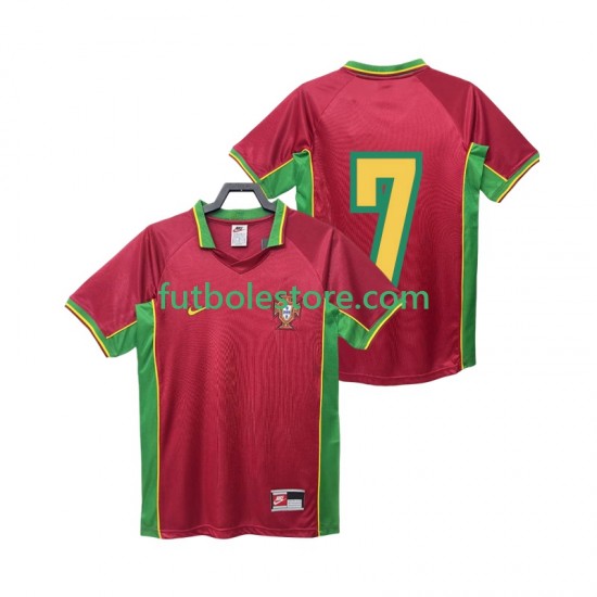 Primera Equipación del Portugal 7 Retro 1998 Manga Corta para Hombre