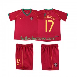 Primera Equipación del Portugal Cristiano Ronaldo 17 Retro 2006 Manga Corta para Niño (Camiseta y pantalón)