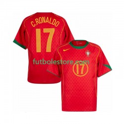 Primera Equipación del Portugal Cristiano Ronaldo 17 Retro 2004 Manga Corta para Hombre