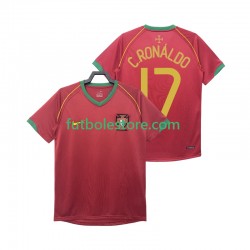 Primera Equipación del Portugal Crstiano Ronaldo 17 Retro 2006 Manga Corta para Hombre