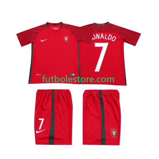 Primera Equipación del Portugal RONALDO 7 Retro 2016 Manga Corta para Niño (Camiseta y pantalón) Primera Equipación del Portugal RONALDO 7 Retro 2016 Manga Corta para Niño (Camiseta y pantalón)