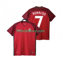 Primera Equipación del Portugal RONALDO 7 Retro 2016 Manga Corta para Hombre